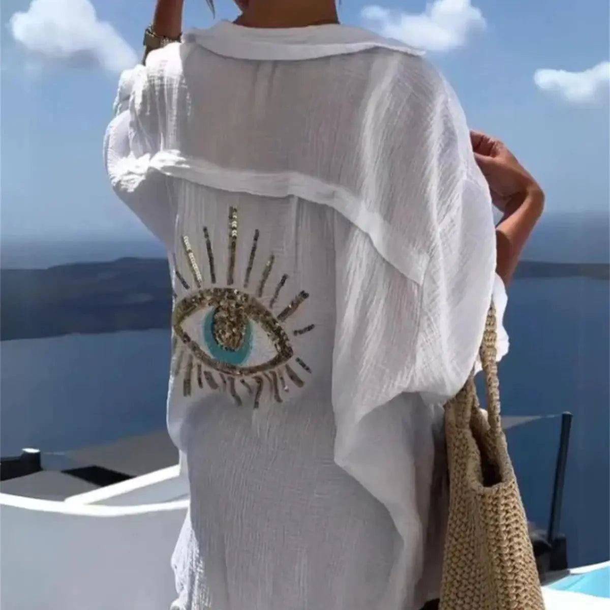 Chemisier d'été oversize à paillettes Solene