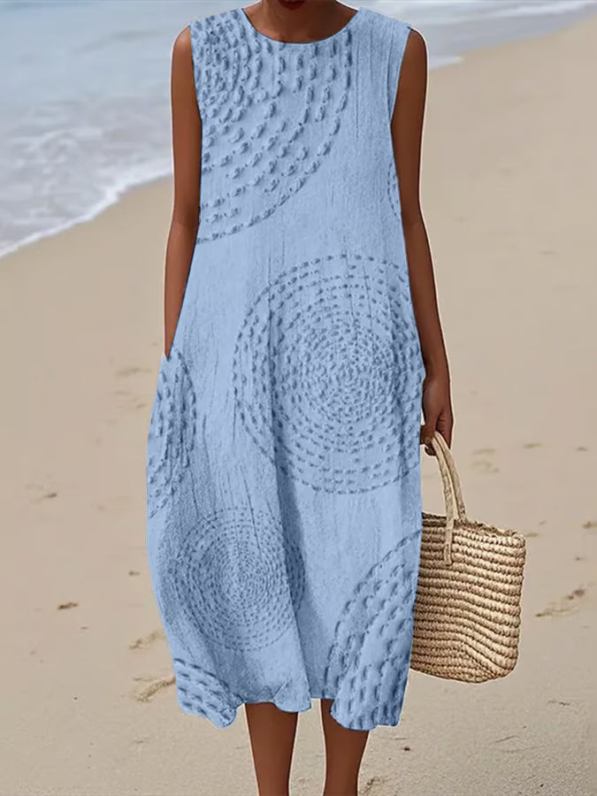 Mirelle | Robe Longue Sans Manches à Motif Texturé