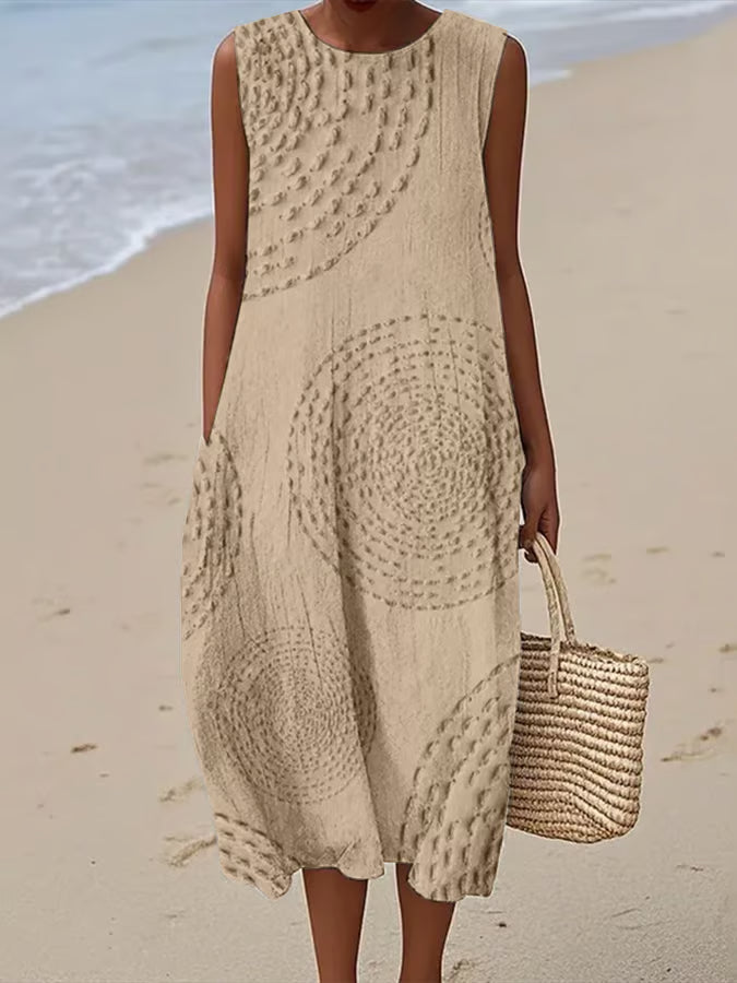 Mirelle | Robe Longue Sans Manches à Motif Texturé