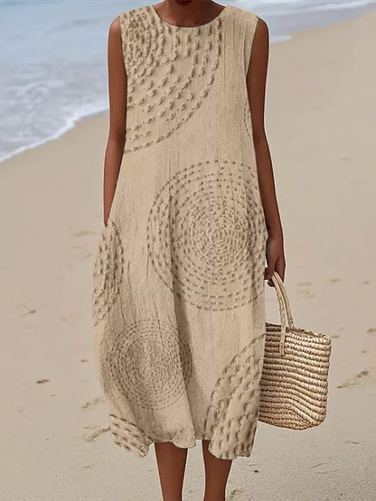 Mirelle | Robe Longue Sans Manches à Motif Texturé
