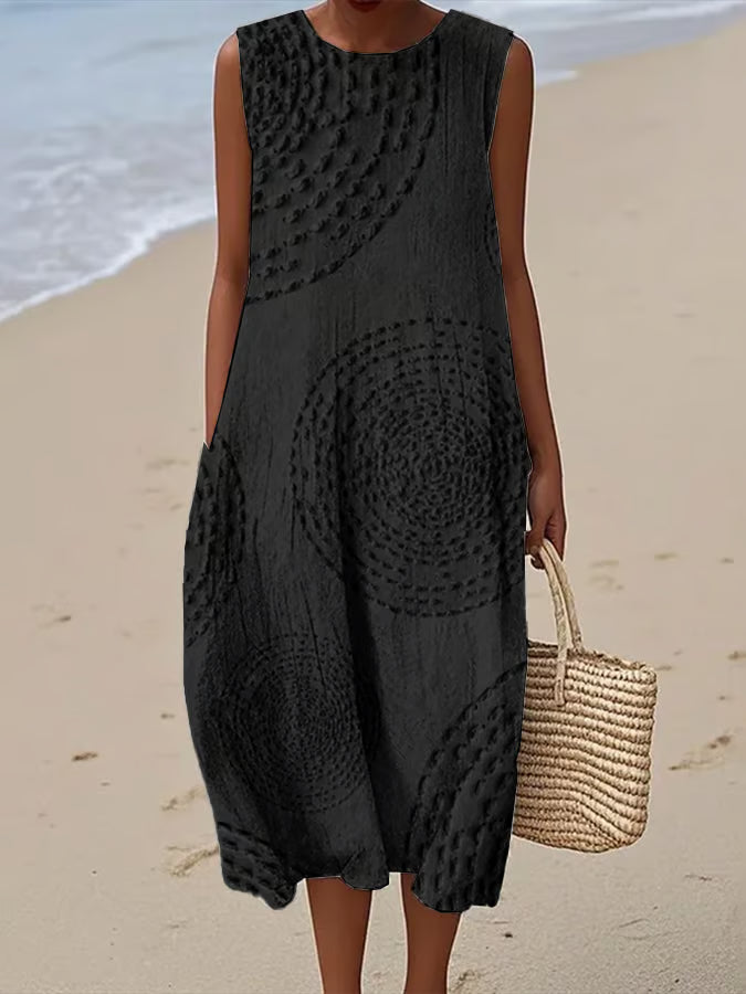 Mirelle | Robe Longue Sans Manches à Motif Texturé