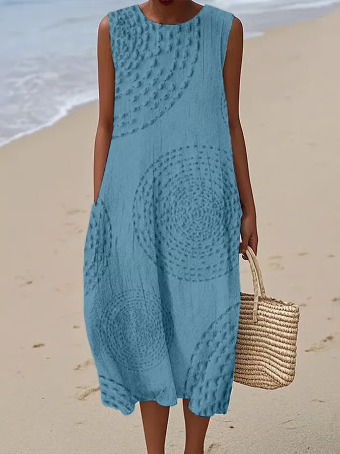 Mirelle | Robe Longue Sans Manches à Motif Texturé