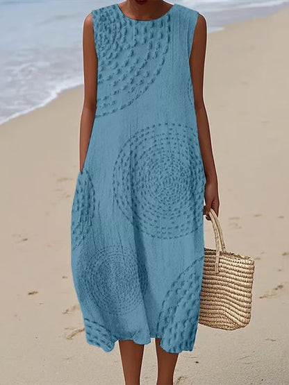 Mirelle | Robe Longue Sans Manches à Motif Texturé