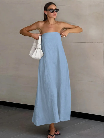 Robe d'été longue sans bretelles Lumine 