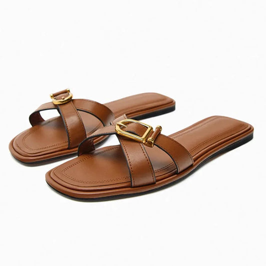 Pantoufles d'été en cuir Lois