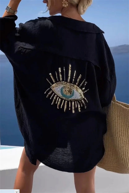Chemisier d'été oversize à paillettes Solene 