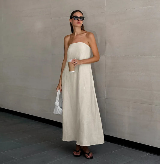 Robe d'été longue sans bretelles Lumine 