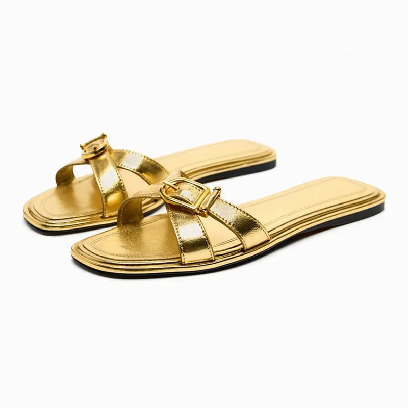 Pantoufles d'été en cuir Lois