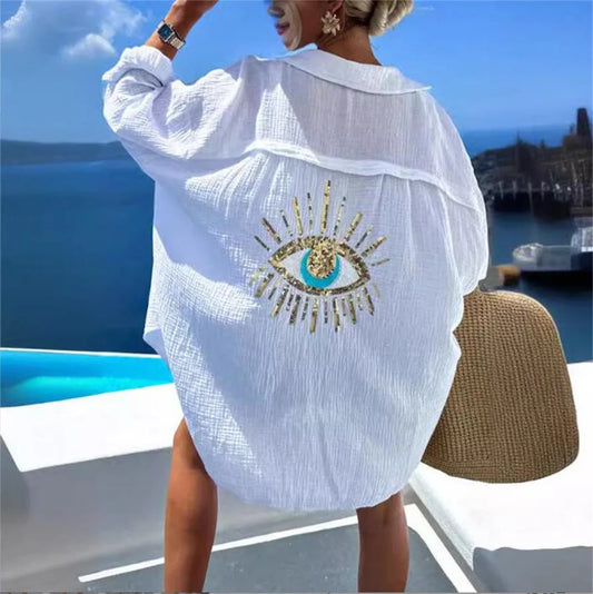 Chemisier d'été oversize à paillettes Solene 