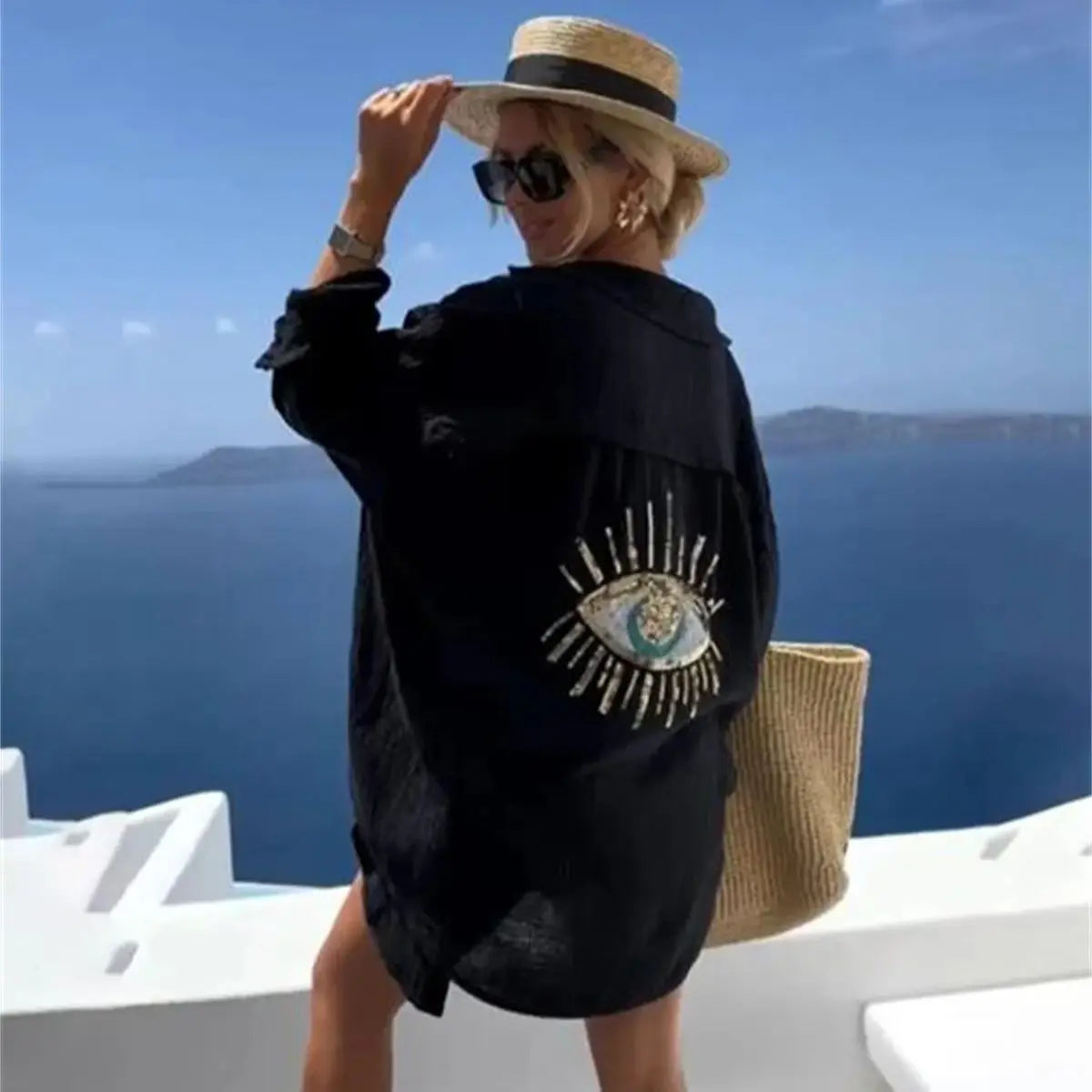 Chemisier d'été oversize à paillettes Solene 