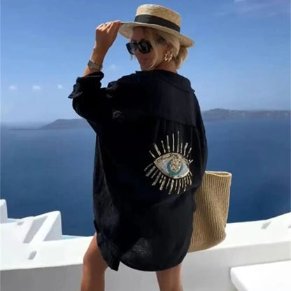 Chemisier d'été oversize à paillettes Solene 