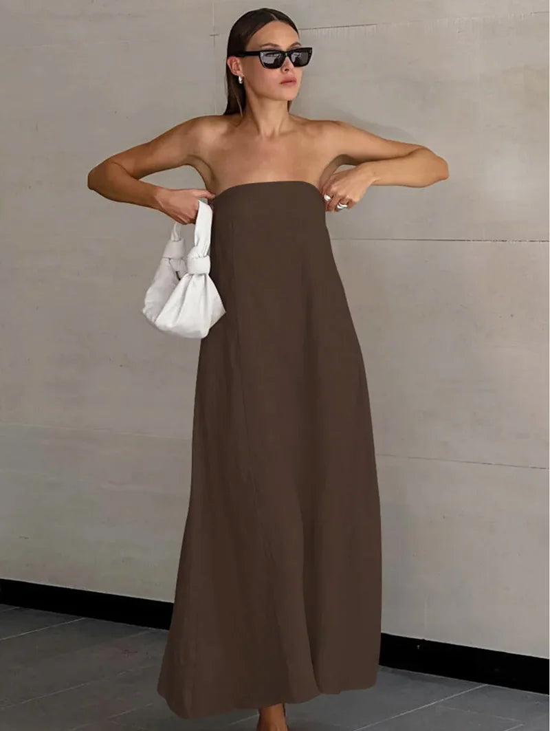 Robe d'été longue sans bretelles Lumine 