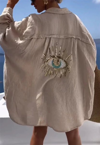Chemisier d'été oversize à paillettes Solene 