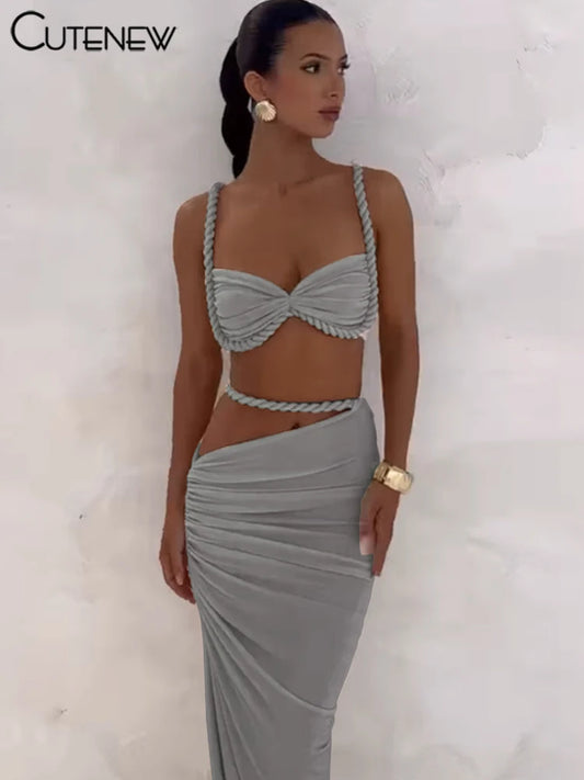 Ensemble d'été jupe longue et soutien-gorge coordonnés Sun