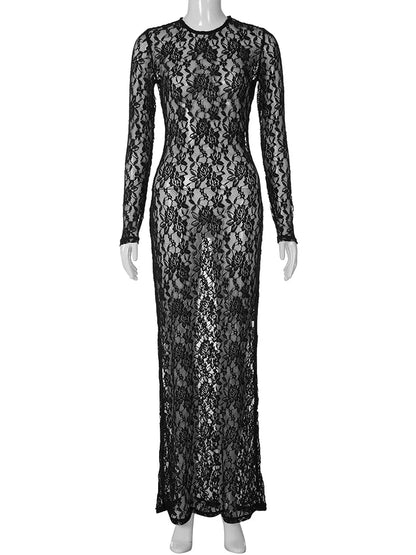 Robe longue en dentelle Olivia Y2K 