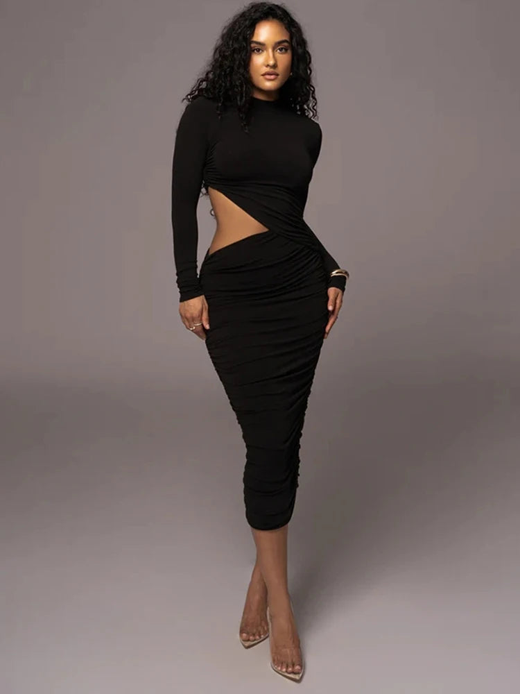 Robe mi-longue moulante en élasthanne Allure