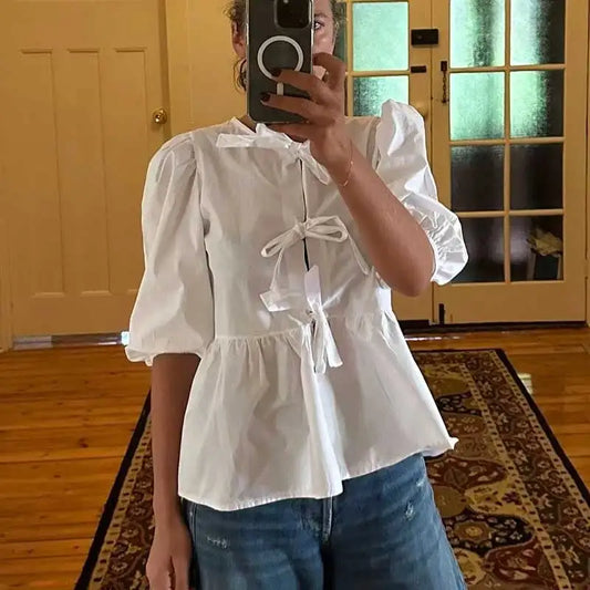 Mary™ | Blouse en popeline à volants