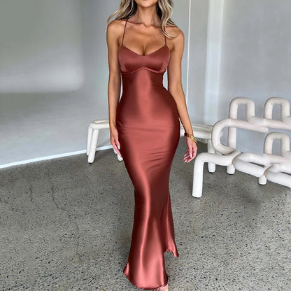 Robe longue Zoé en satin 