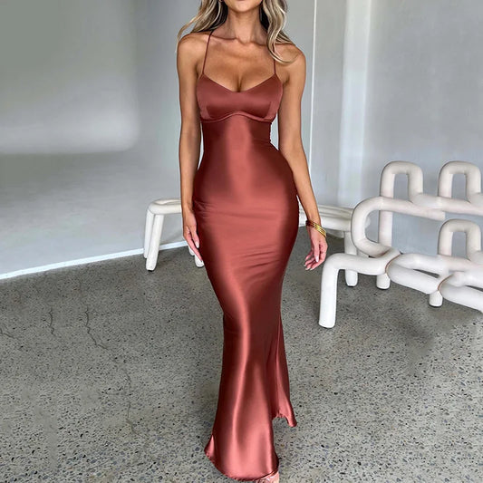 Robe longue Zoé en satin 