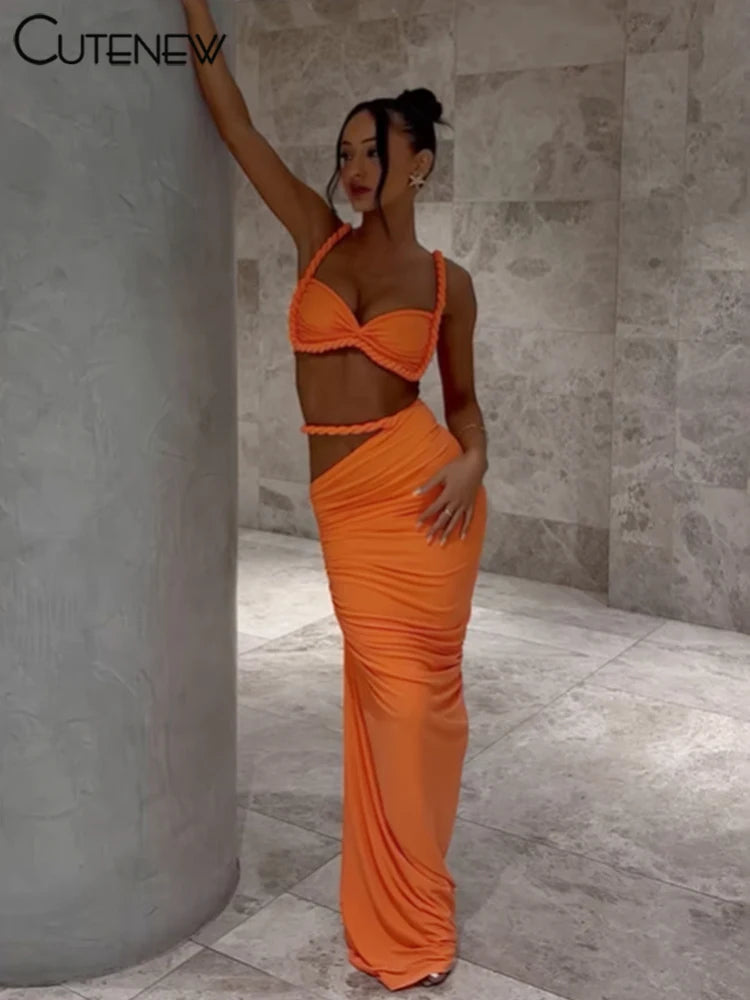 Ensemble d'été jupe longue et soutien-gorge coordonnés Sun