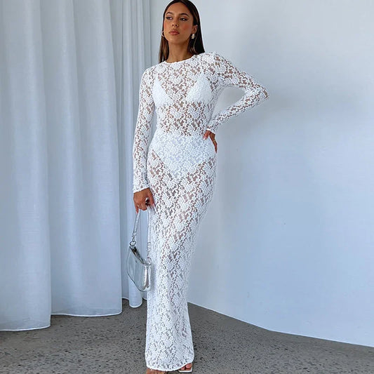 Robe longue en dentelle Olivia Y2K 