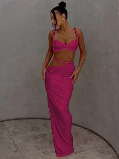 Ensemble d'été jupe longue et soutien-gorge coordonnés Sun