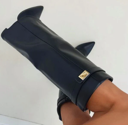 Zola | Bottes hautes en daim à rabat
