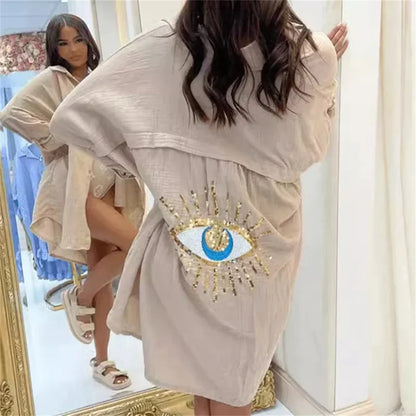 Chemisier d'été oversize à paillettes Solene 