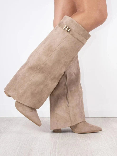 Zola | Bottes hautes en daim à rabat