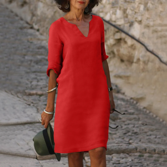 Aimee – Robe midi à col en V