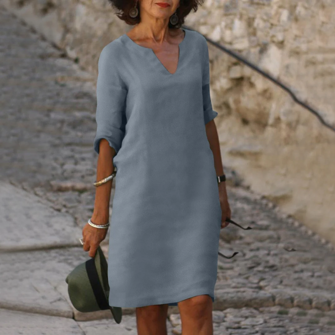 Aimee – Robe midi à col en V