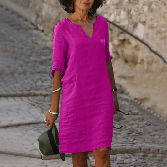 Aimee – Robe midi à col en V