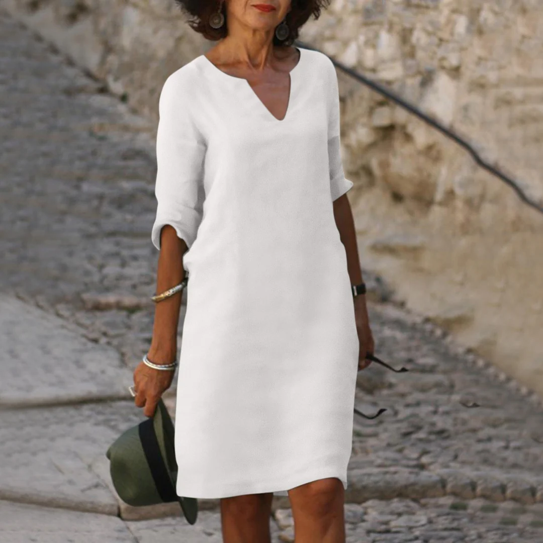 Aimee – Robe midi à col en V