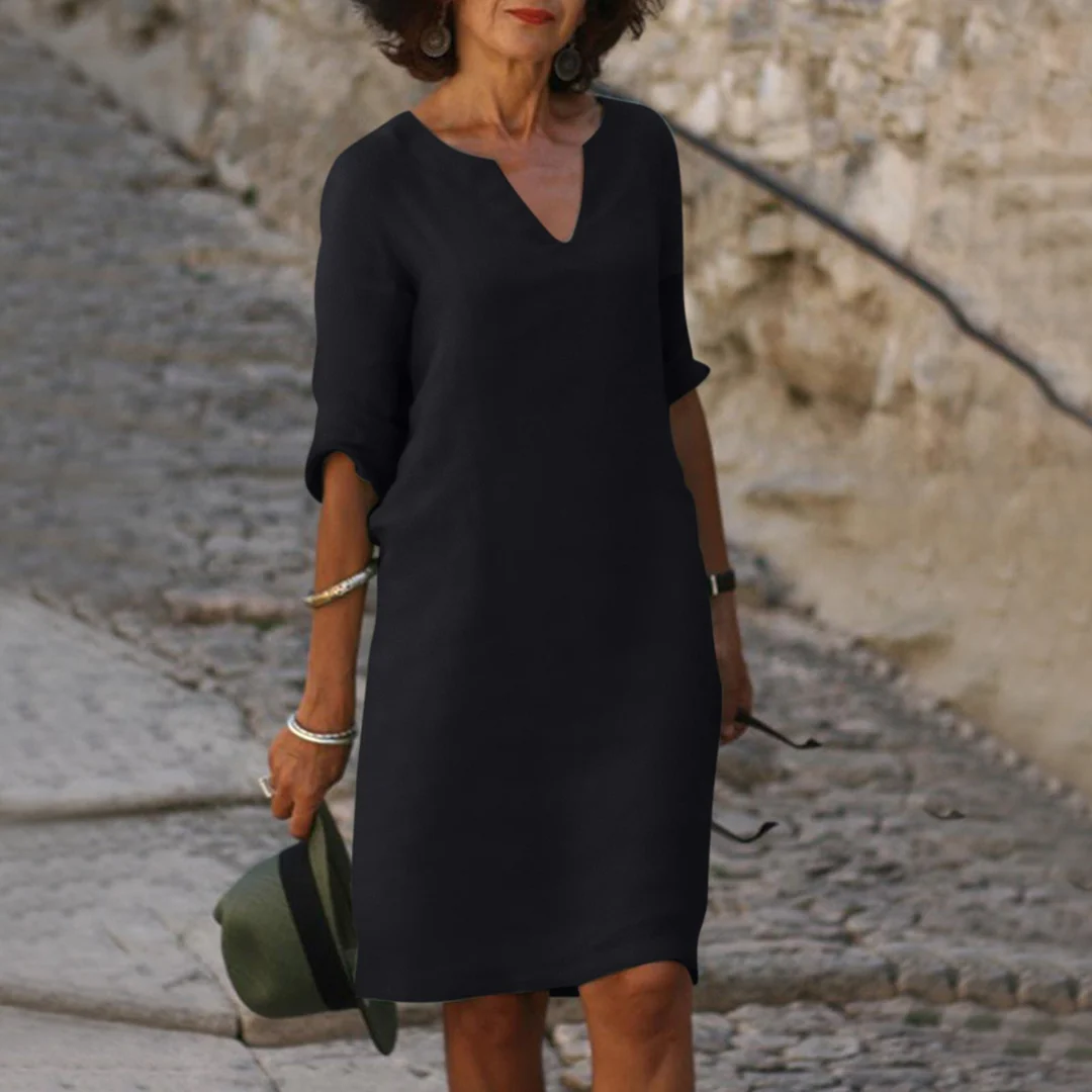 Aimee – Robe midi à col en V