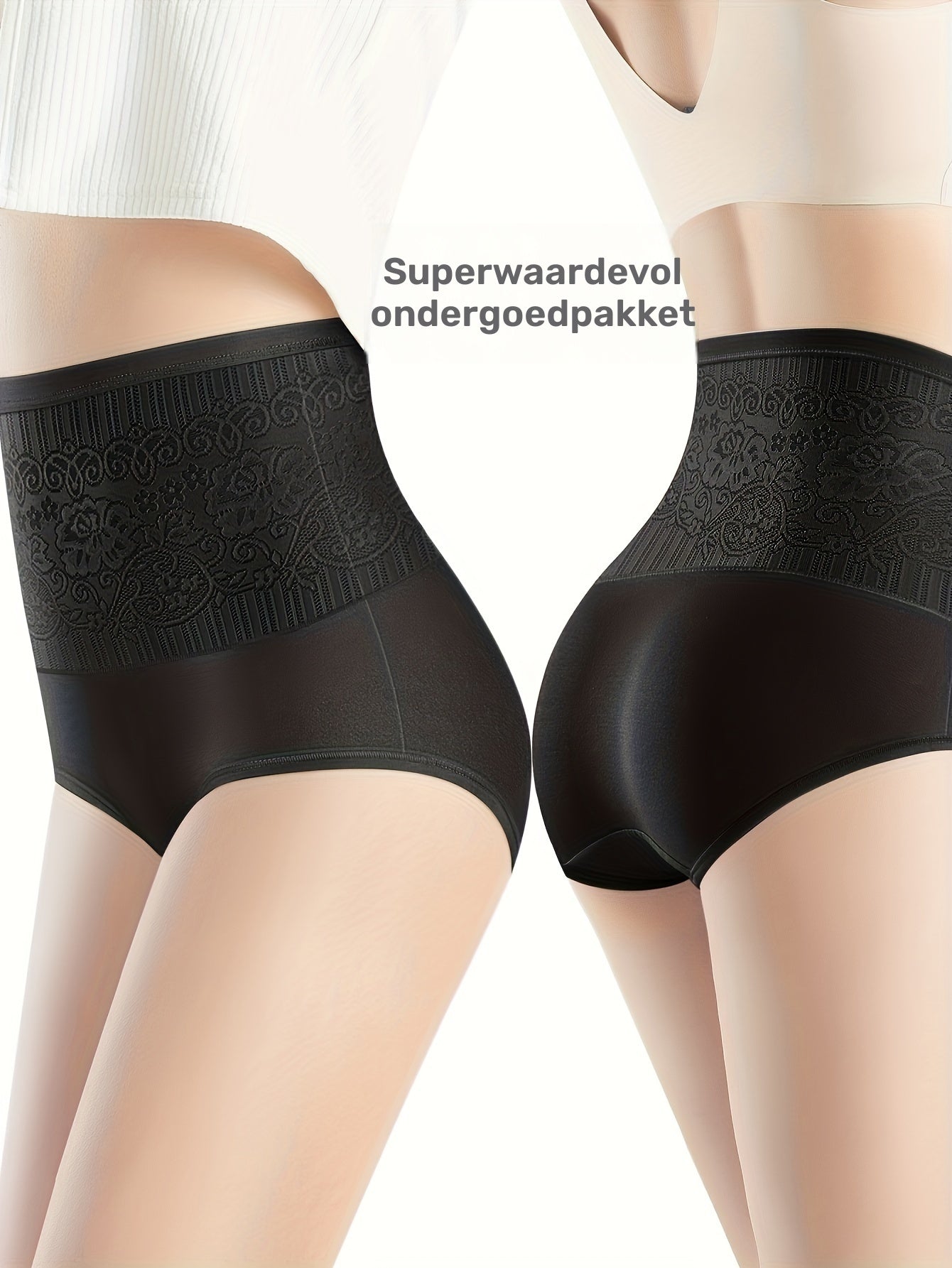 5-Pack CurveLuxe™ Culottes Sculptantes avec Dentelle – Taille Haute & Maintien Confort