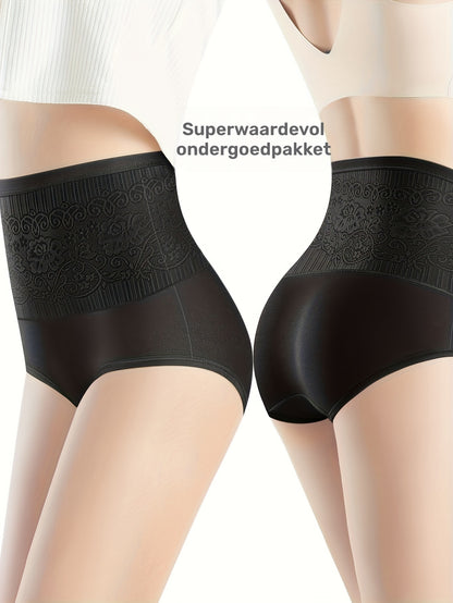 5-Pack CurveLuxe™ Culottes Sculptantes avec Dentelle – Taille Haute & Maintien Confort