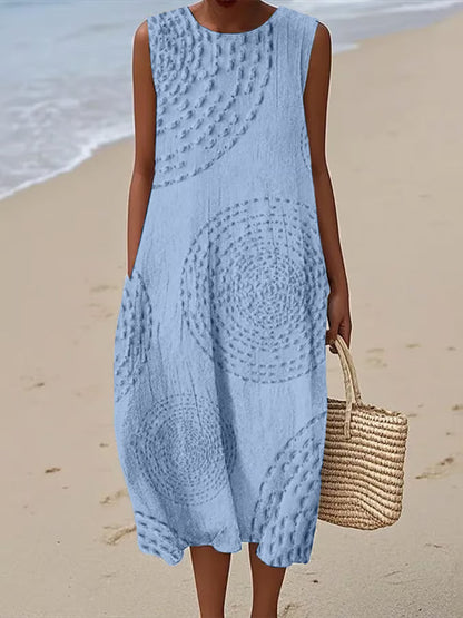 Ella™ | Robe d'été longue sans manches à motif texturé