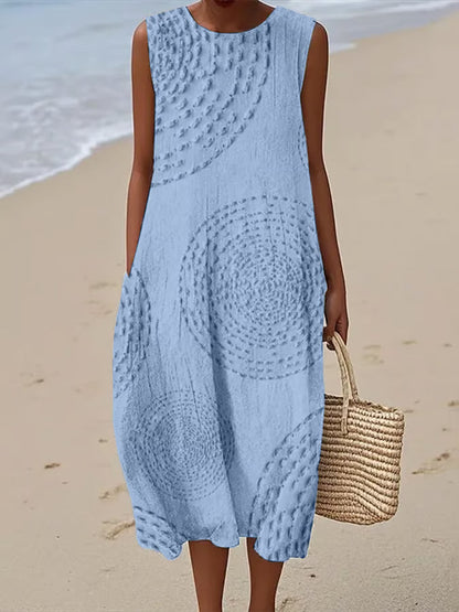 Mirelle | Robe Longue Sans Manches à Motif Texturé