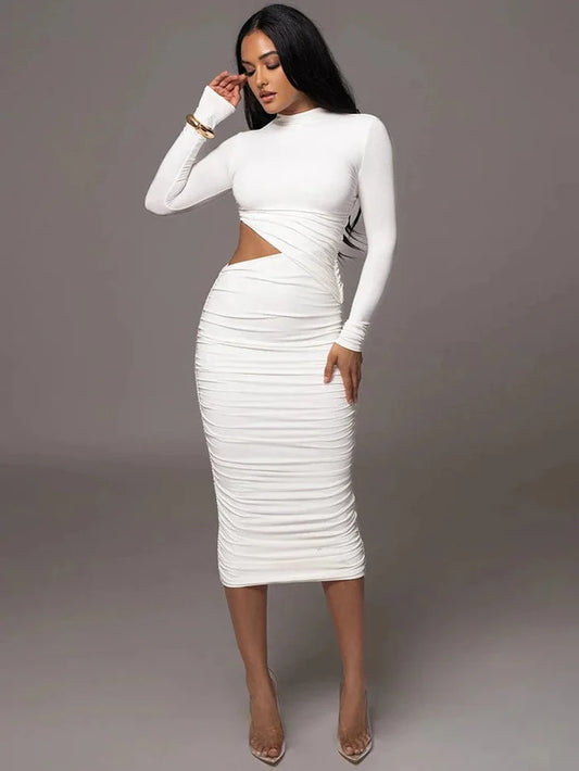 Robe mi-longue moulante en élasthanne Allure